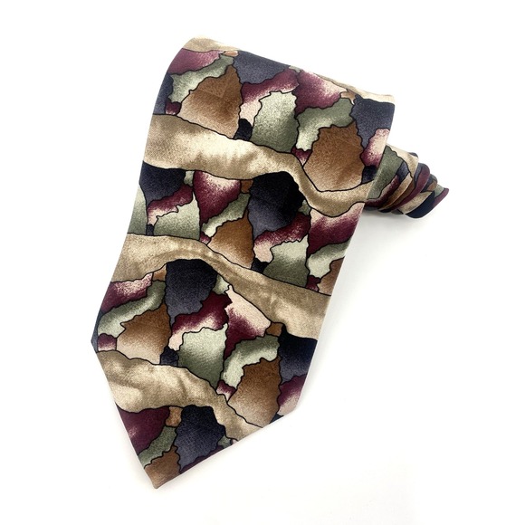 Vintage Etienne Aigner 100% Silk Tie  Necktie Mosaic Abstract  classic - Picture 1 of 5